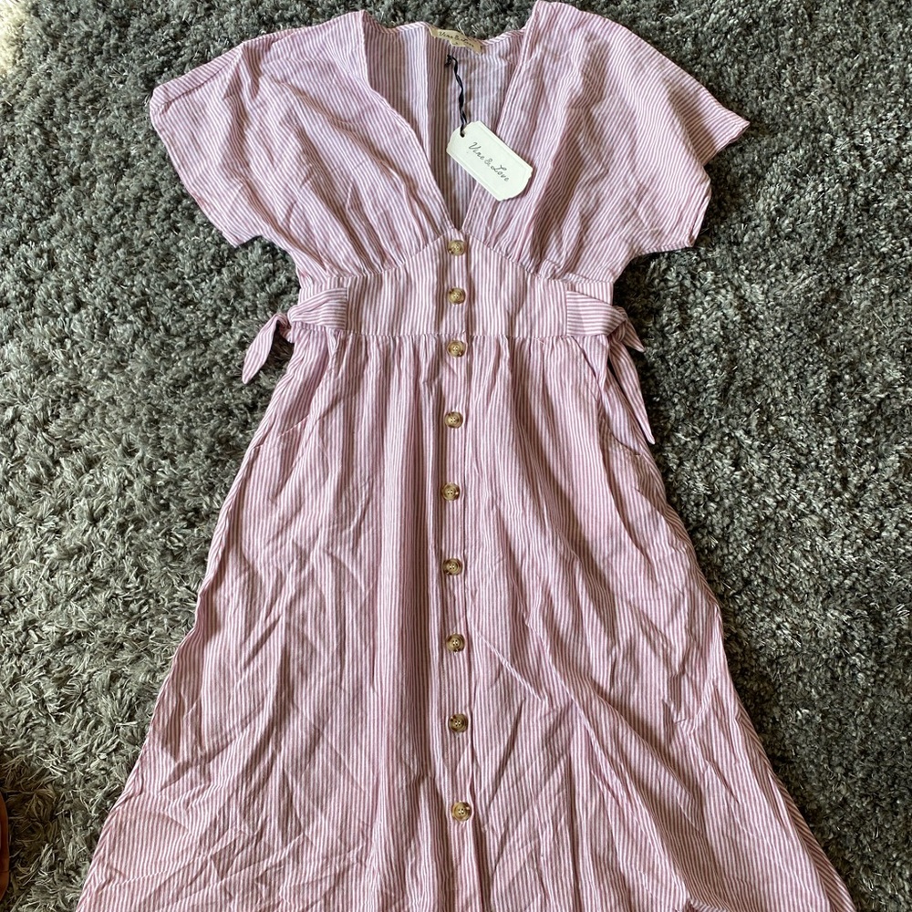 Striped Button Dress